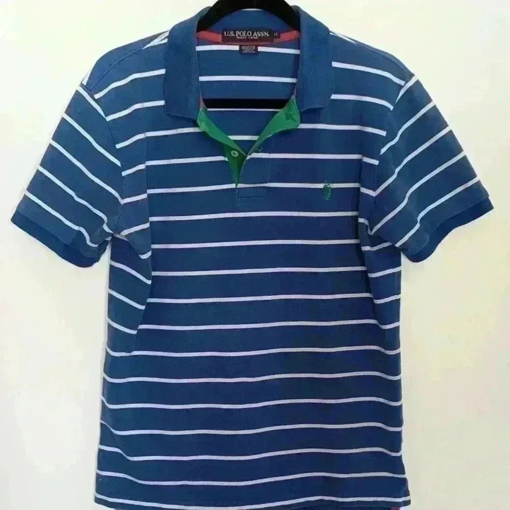 Men's Blue Striped Ralph Lauren Polo Assn Size M